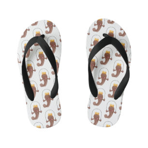 Funny skipping mudskipper fish cartoon kinder teenslippers