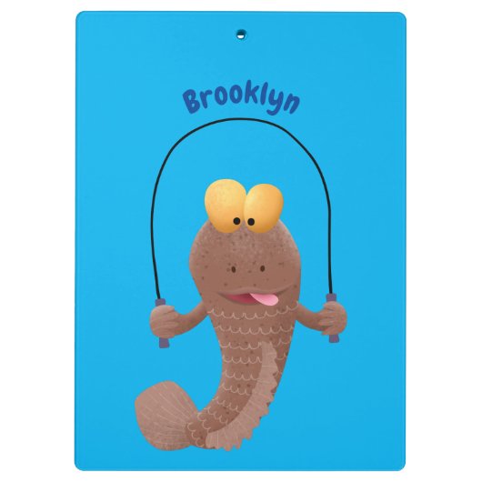Funny skipping mudskipper fish cartoon klembord (Achterkant)
