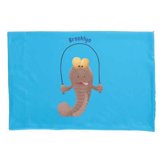 Funny skipping mudskipper fish cartoon kussensloop (Voorkant)
