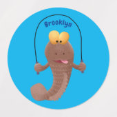 Funny skipping mudskipper fish cartoon labels (Design 2)
