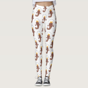 Funny skipping mudskipper fish cartoon leggings