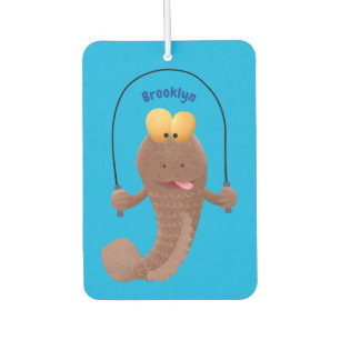 Funny skipping mudskipper fish cartoon luchtverfrisser