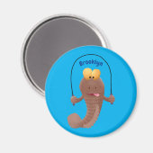 Funny skipping mudskipper fish cartoon magneet (Voorkant / Achterkant)