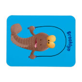 Funny skipping mudskipper fish cartoon magneet (Horizontaal)