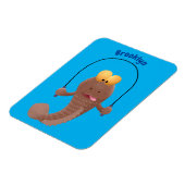 Funny skipping mudskipper fish cartoon magneet (Linkerzijde)