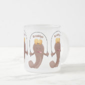 Funny skipping mudskipper fish cartoon matglas koffiemok (Voorkant rechts)