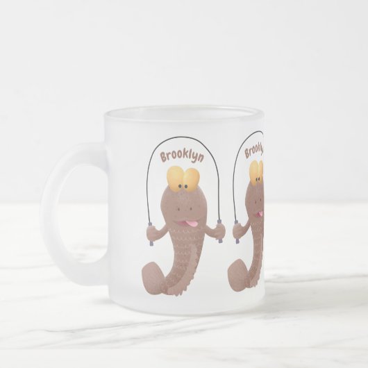 Funny skipping mudskipper fish cartoon matglas koffiemok (Links)