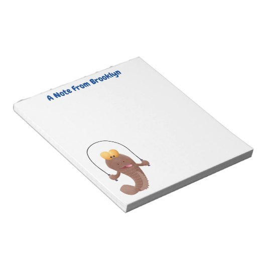 Funny skipping mudskipper fish cartoon notitieblok (Schuin)