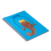 Funny skipping mudskipper fish cartoon notitieboek (Rechterzijde)