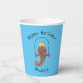 Funny skipping mudskipper fish cartoon papieren bekers (Achterkant)