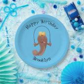 Funny skipping mudskipper fish cartoon papieren bordje (Feest)