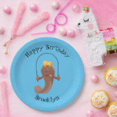 Funny skipping mudskipper fish cartoon papieren bordje (Feest)