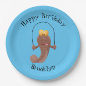 Funny skipping mudskipper fish cartoon papieren bordje (Voorkant)