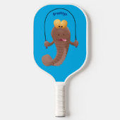Funny skipping mudskipper fish cartoon pickleball paddle (Voorkant)