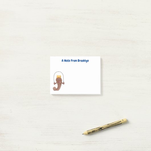 Funny skipping mudskipper fish cartoon post-it® notes (Op bureau)