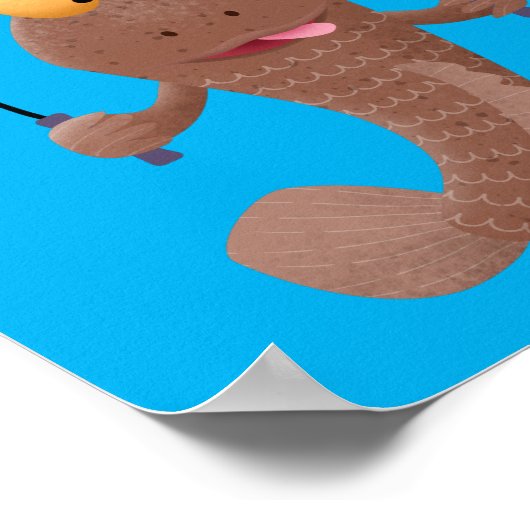 Funny skipping mudskipper fish cartoon poster (Hoek)