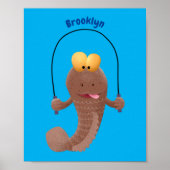 Funny skipping mudskipper fish cartoon poster (Voorkant)