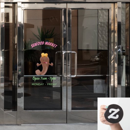 Funny skipping mudskipper fish cartoon raamsticker (Kantoordeur)