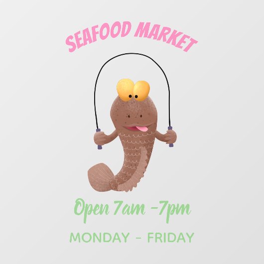 Funny skipping mudskipper fish cartoon raamsticker (Vel)