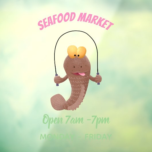 Funny skipping mudskipper fish cartoon raamsticker (Vel 3)