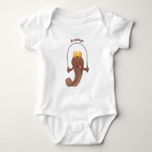 Funny skipping mudskipper fish cartoon romper