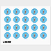 Funny skipping mudskipper fish cartoon ronde sticker (Vel)
