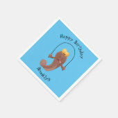 Funny skipping mudskipper fish cartoon servet (Hoek)