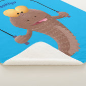 Funny skipping mudskipper fish cartoon sherpa deken (3/4)