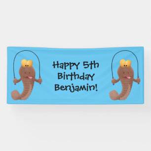 Funny skipping mudskipper fish cartoon spandoek