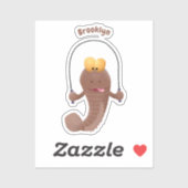 Funny skipping mudskipper fish cartoon sticker (Vel)