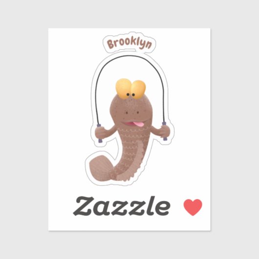 Funny skipping mudskipper fish cartoon sticker (Vel)