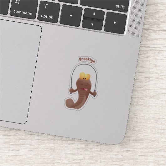 Funny skipping mudskipper fish cartoon sticker (Detail)