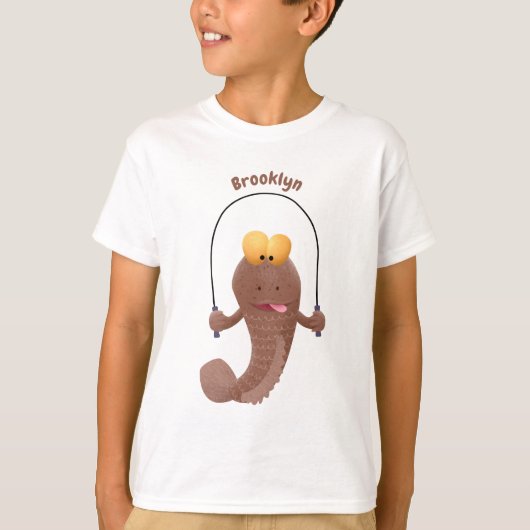 Funny skipping mudskipper fish cartoon t-shirt (Voorkant)