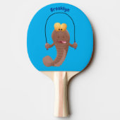 Funny skipping mudskipper fish cartoon tafeltennisbatje (Achterkant)