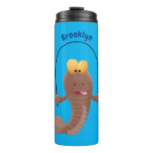 Funny skipping mudskipper fish cartoon thermosbeker (Voorkant)