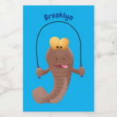 Funny skipping mudskipper fish cartoon voedselcontainer etiket (Enkel label)