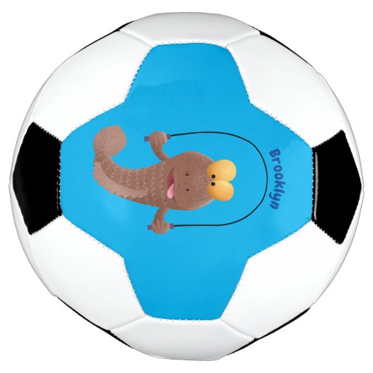 Funny skipping mudskipper fish cartoon voetbal (Gedraaid)