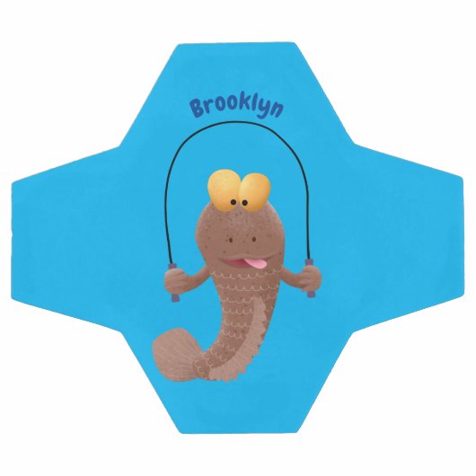 Funny skipping mudskipper fish cartoon voetbal (Enkel)