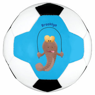 Funny skipping mudskipper fish cartoon voetbal