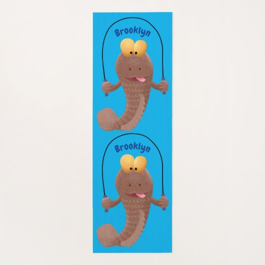 Funny skipping mudskipper fish cartoon yogamat (Achterkant)