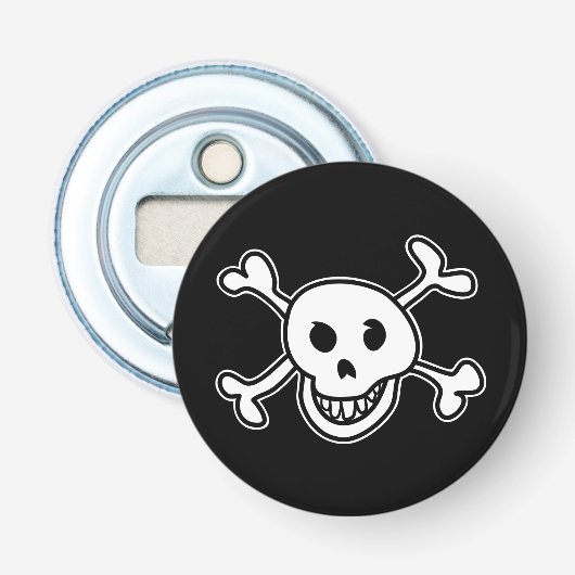 Funny skull and crossbones doodle custom button flesopener (Voorkant)