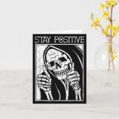 Funny Skull Blijf positief Skeleton Halloween Moti Kaart (Gele Bloem)