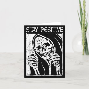 Funny Skull Blijf positief Skeleton Halloween Moti Kaart