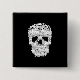 Funny Skull Costume Mannen Women Bulldog Lover Gif Vierkante Button 5,1 Cm