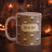 Funny Skull Dead Hot Gothic Gray Pixel Art Pattern Koffiemok