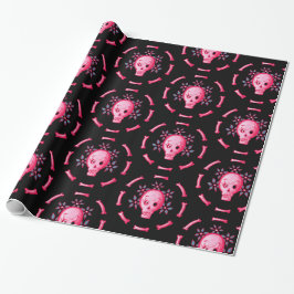 Funny Skull Design - Roze Schedel met Happy Worm Cadeaupapier