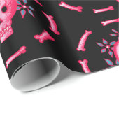 Funny Skull Design - Roze Schedel met Happy Worm Cadeaupapier (Rol Hoek)