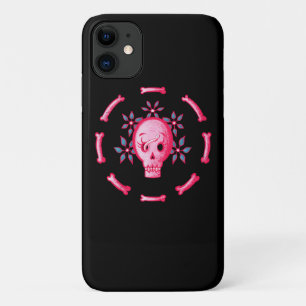 Funny Skull Design - Roze Schedel met Happy Worm Case-Mate iPhone Case