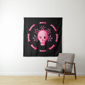 Funny Skull Design - Roze Schedel met Happy Worm Wandkleed (In situ)