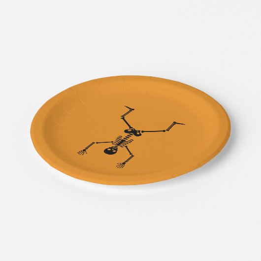 Funny skull doing handstand papieren bordje (Gekanteld)